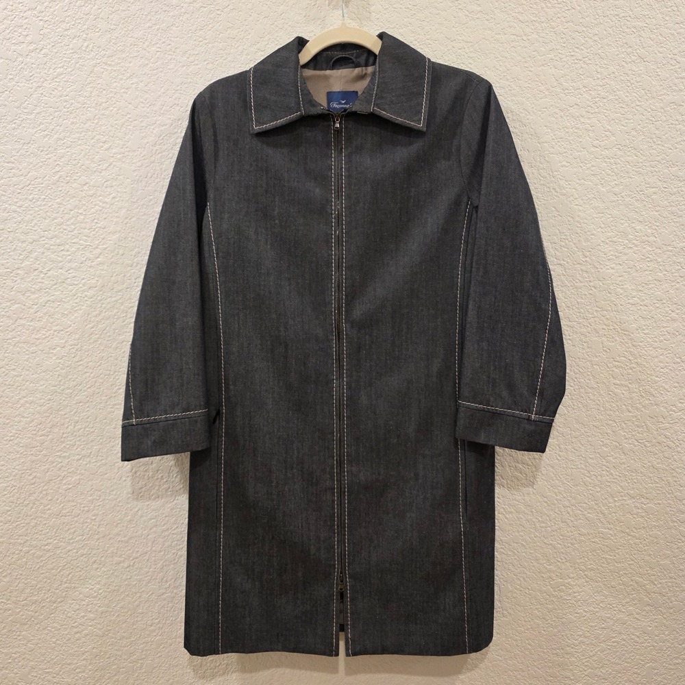 VTG Faconnable Loro Piana Storm System Wool Coat Womens S Navy Blue Italy Jacket